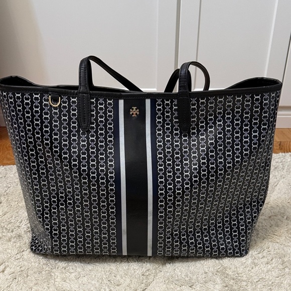Tory Burch Gemini Link Black and White Tote - Picture 1 of 7